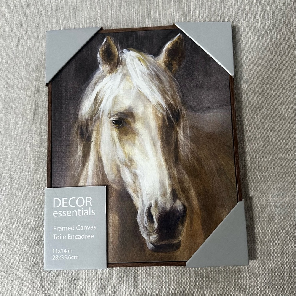 Essentials Framed Canvas with Horse Art - Brown and Cream